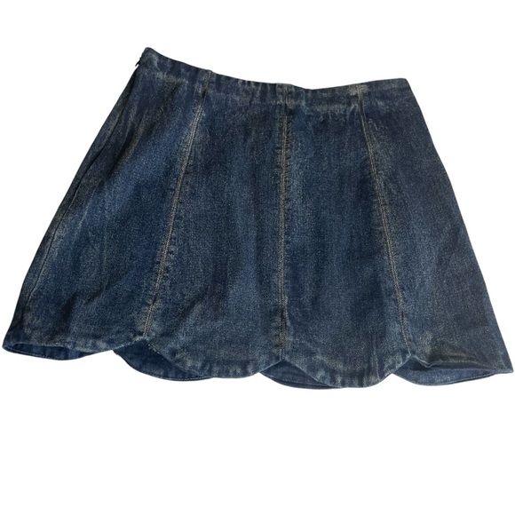 Altar’d State Skirt Denim Blue Scallop Hem Mini Hipster Boho Festival Small NWT - Picture 2 of 7